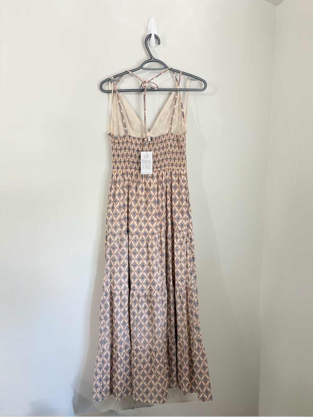 PATRONS OF PEACE Geo Print Strappy Maxi Dress Boho Euro Summer Resort Vacation S - Picture 6 of 6